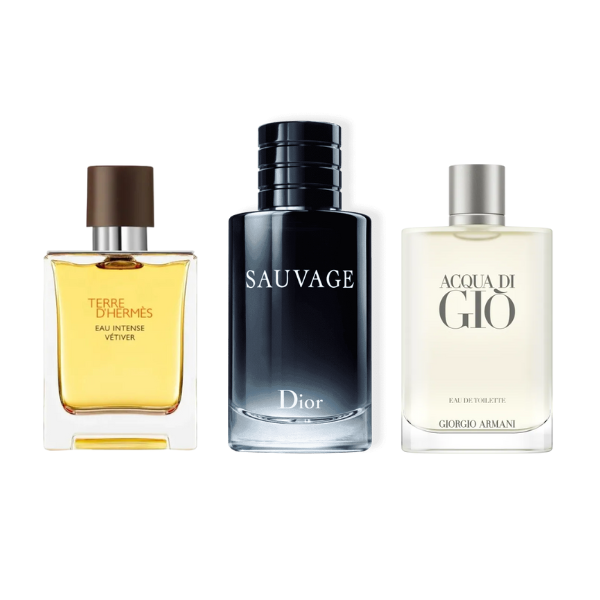Set di 3 Profumo - Terre d'Hermés, Acqua di Gio, Sauvage Dior 100ml