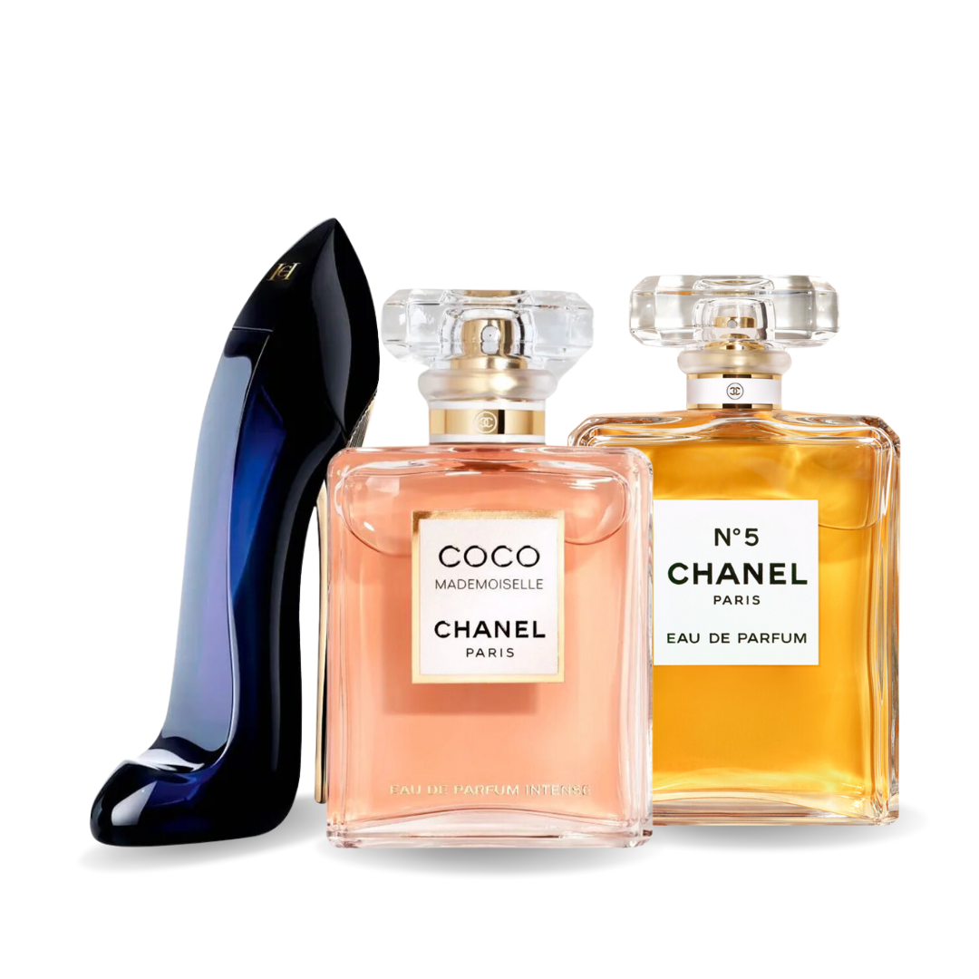 Set 3 Profumi GOOD GIRL, COCO MADEMOISELLE e Chanel Nº5 100ml.
